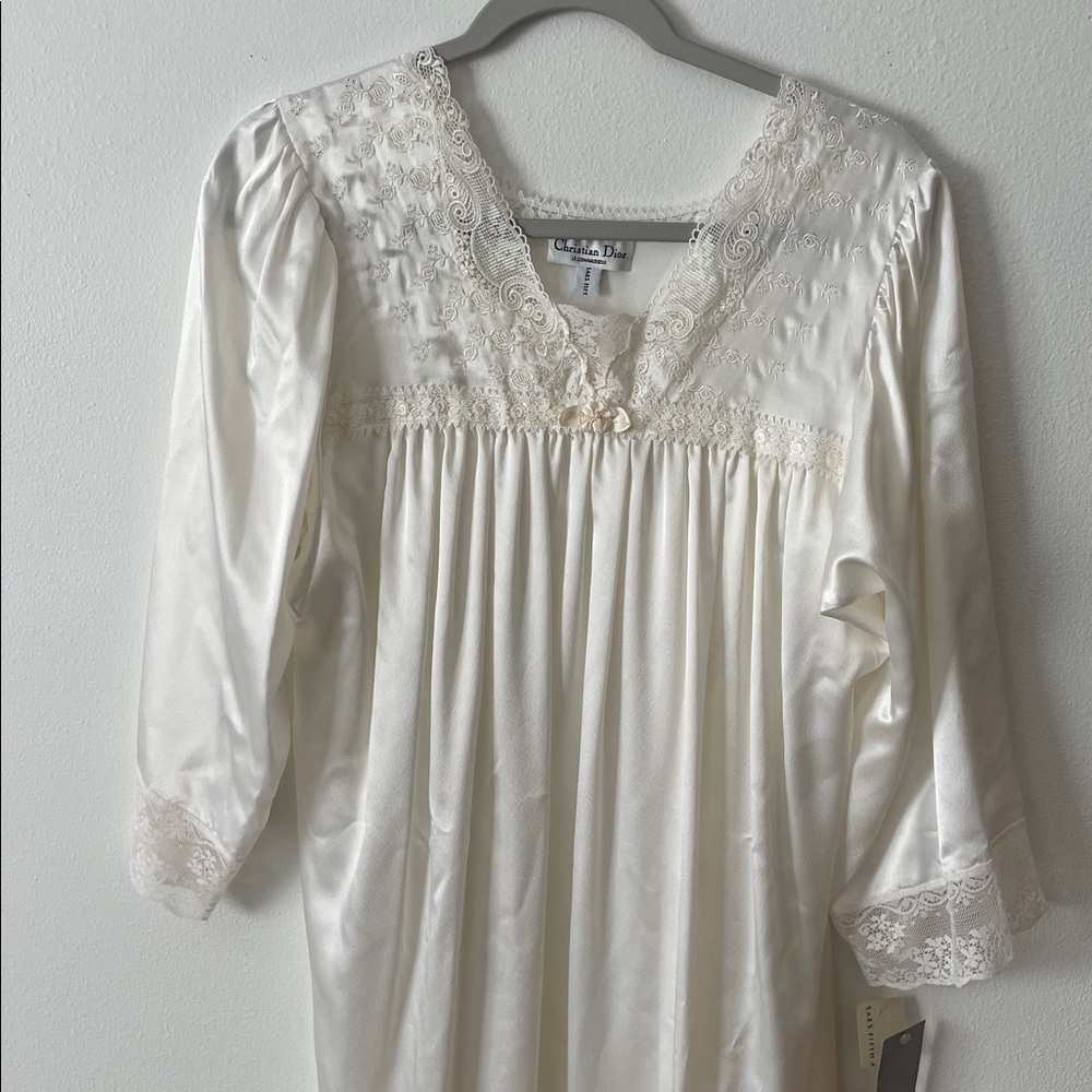 NWT Christian Dior Saks Ivory Lace Nightgown vintage